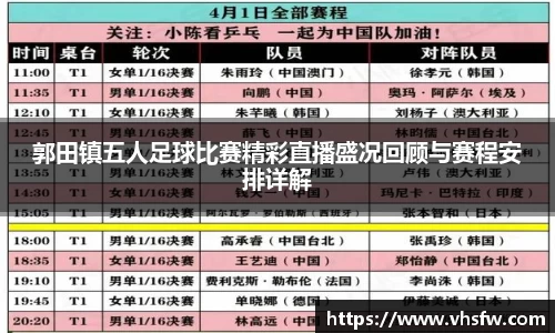郭田镇五人足球比赛精彩直播盛况回顾与赛程安排详解